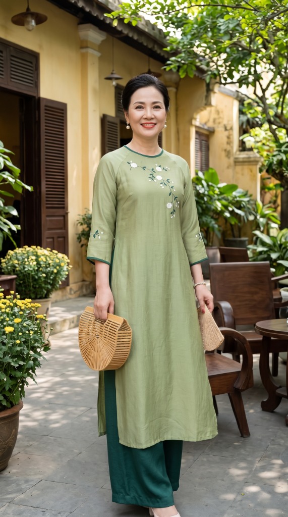 Áo dài AD40 màu Xanh